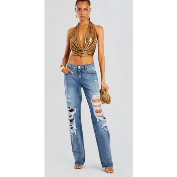 NEW Retrofete Chris Low Rise Jeans Distressed Ladies Size 26 NWT